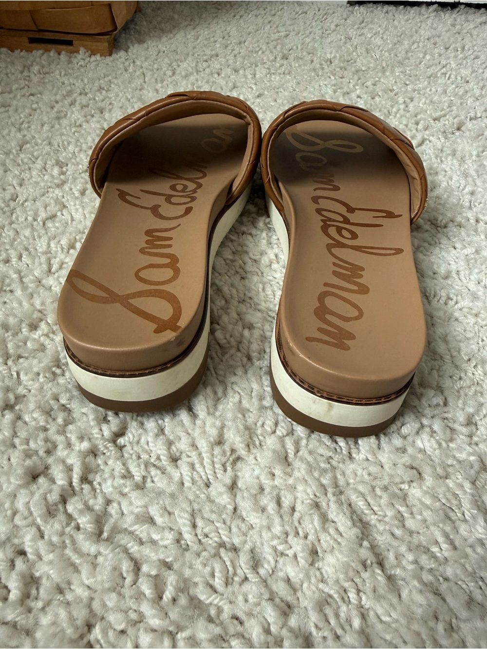Sam Edelman Tan Woven Slide Mules - Picture 2 of 4